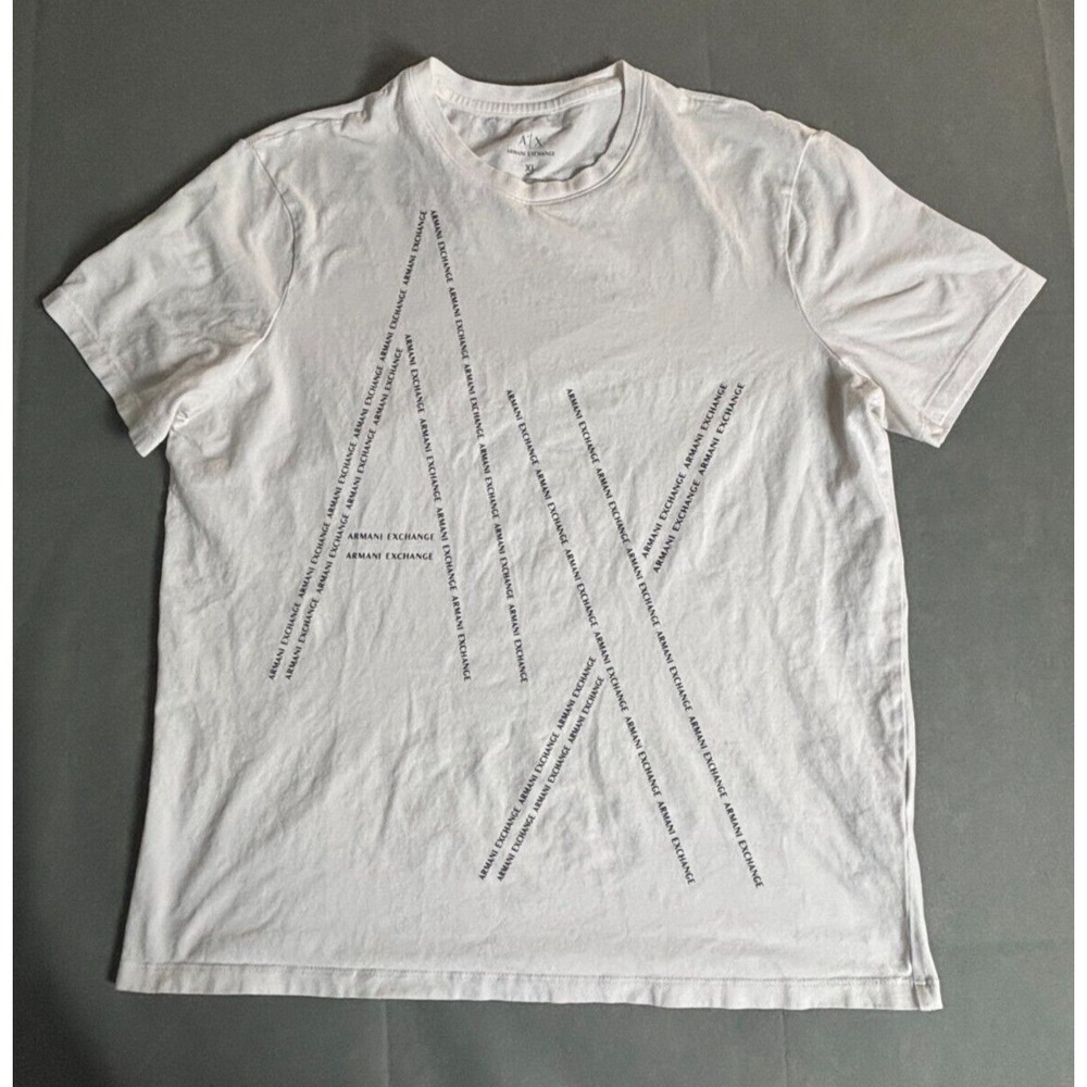 Armani Exchange T-Shirt Men's XL White Crew Neck Short Sleeve Pullover Outdoor